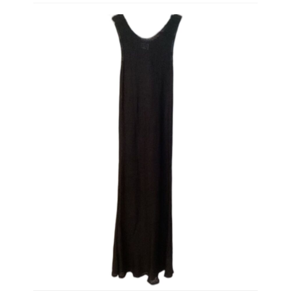 CAROL HORN SZ XL VINTAGE BLACK KNIT TANK DRESS SEMI SHEER BODY SKIMMING USA MADE